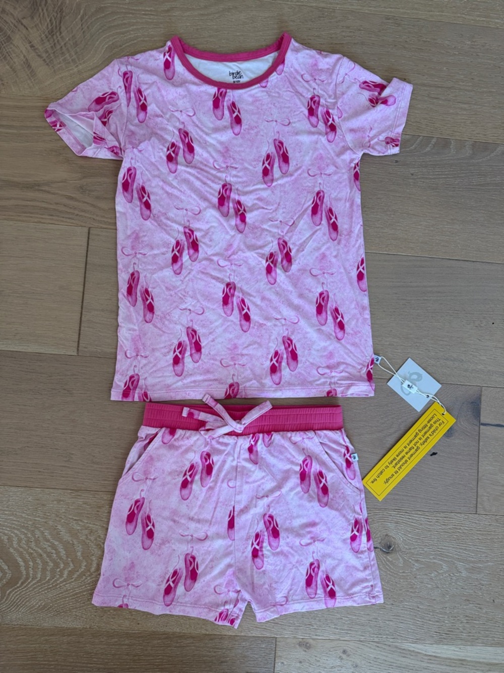 NWT Birdie Bean Girls Pink Ballet Shoes Shorts Pajama Set (Two-Piece) size 9-10